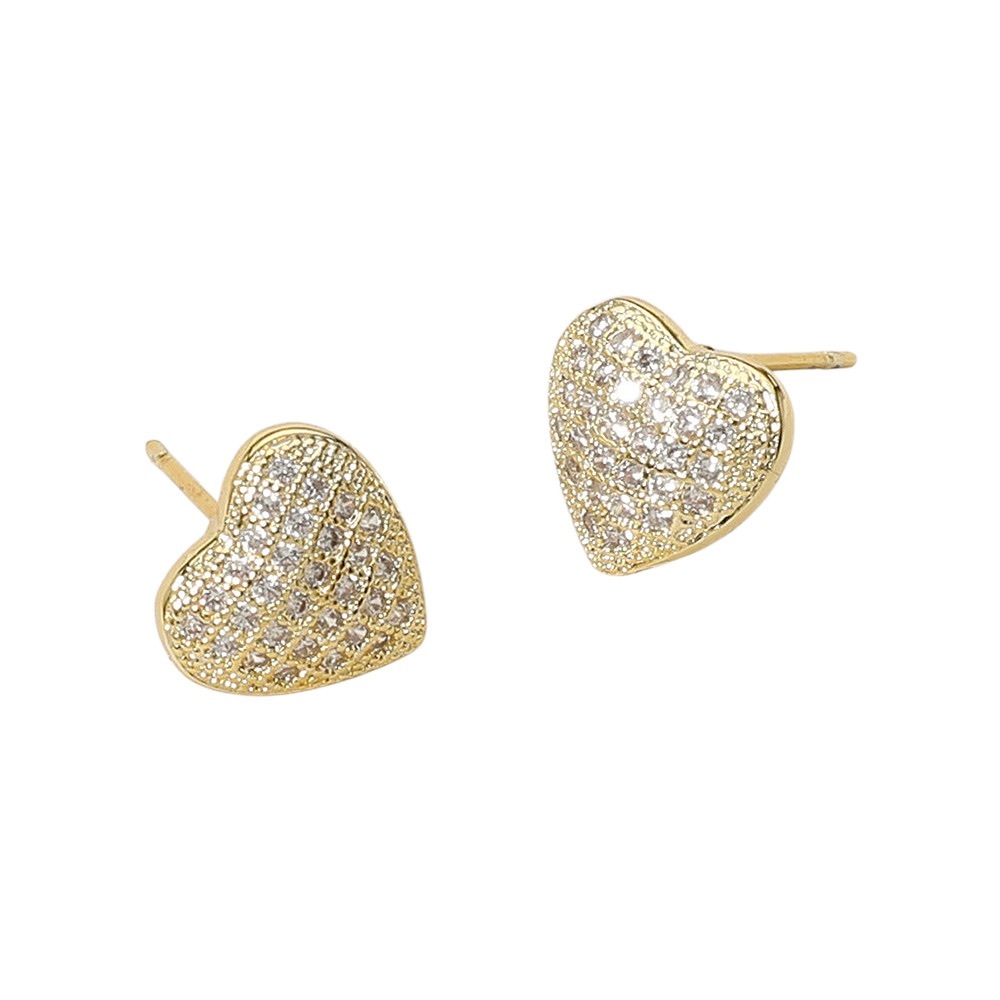 Gold Heart Stud Earrings